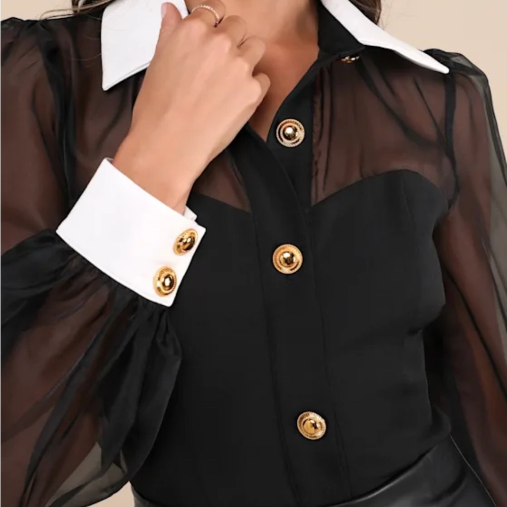 Organza button up top